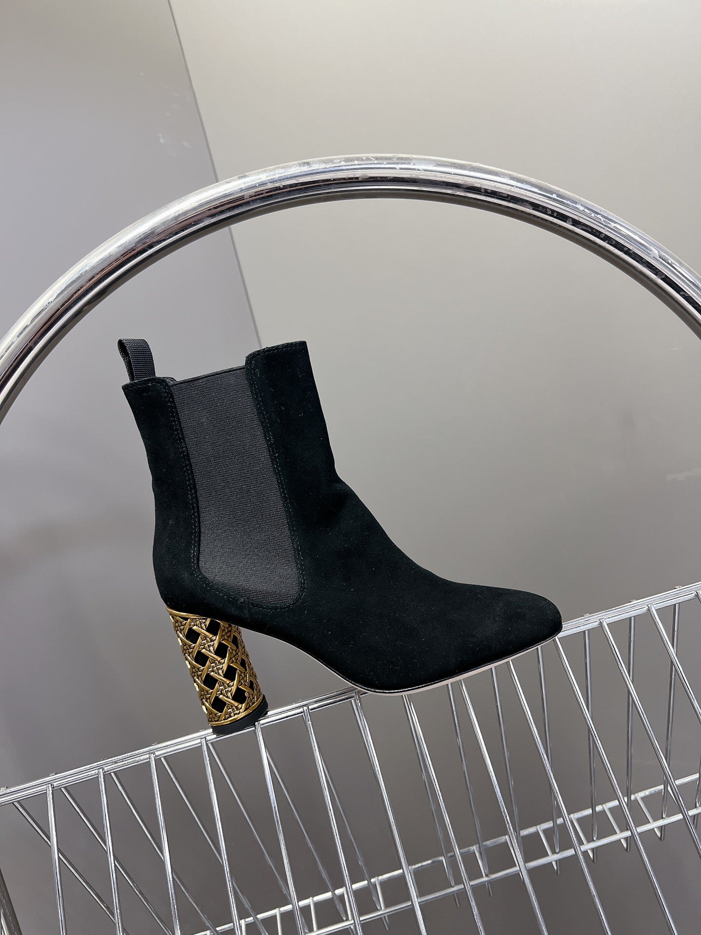 DIOR ICON HEELED ANKLE BOOT BLACK SUEDE 8 CM