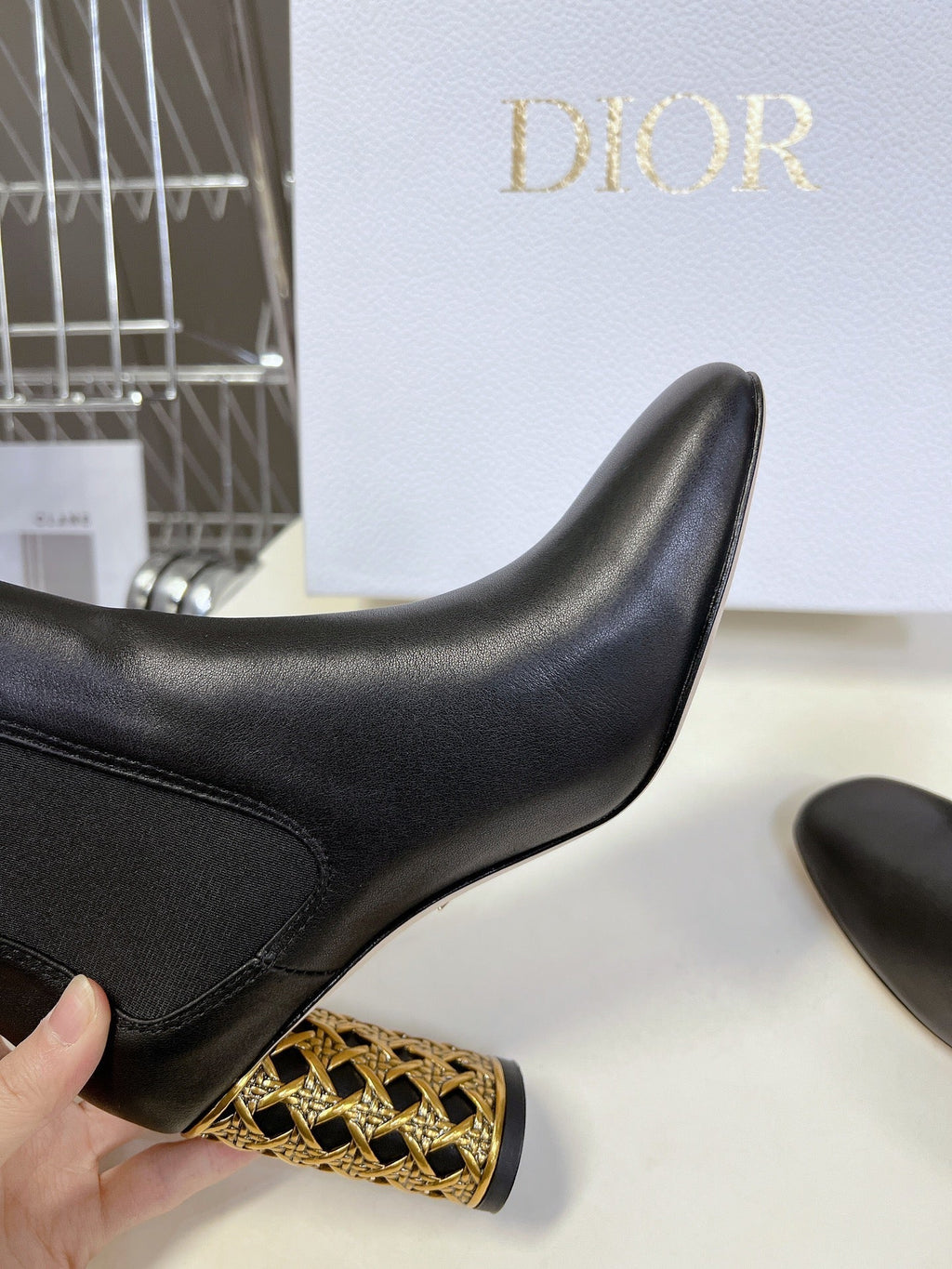 DIOR ICON HEELED ANKLE BOOT BLACK CALFSKIN 8 CM