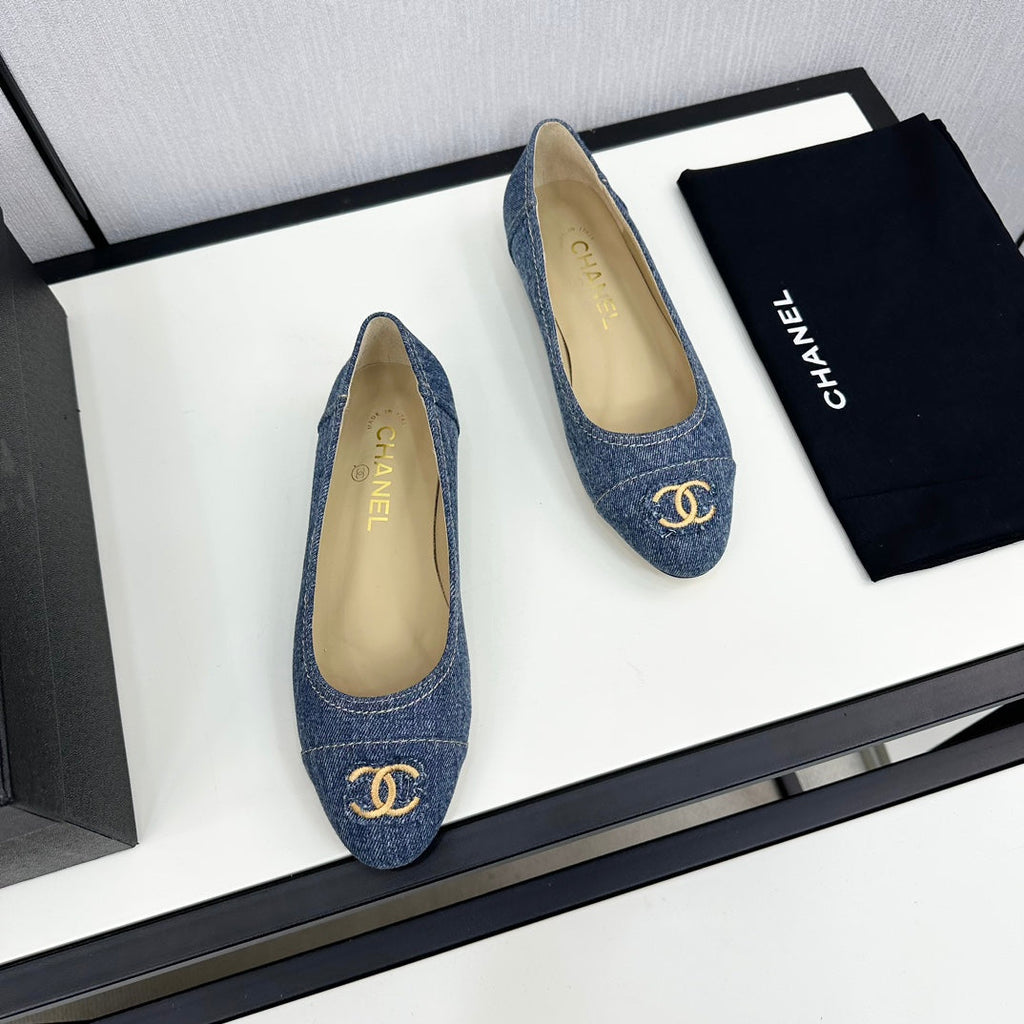CHANEL ballet flat blue denim 166815