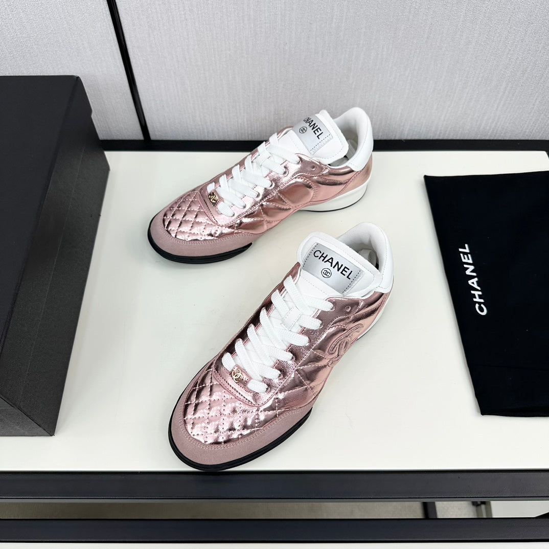 CHANEL SPORTS SHOES IN GLOSSY COPPER CALFSKIN