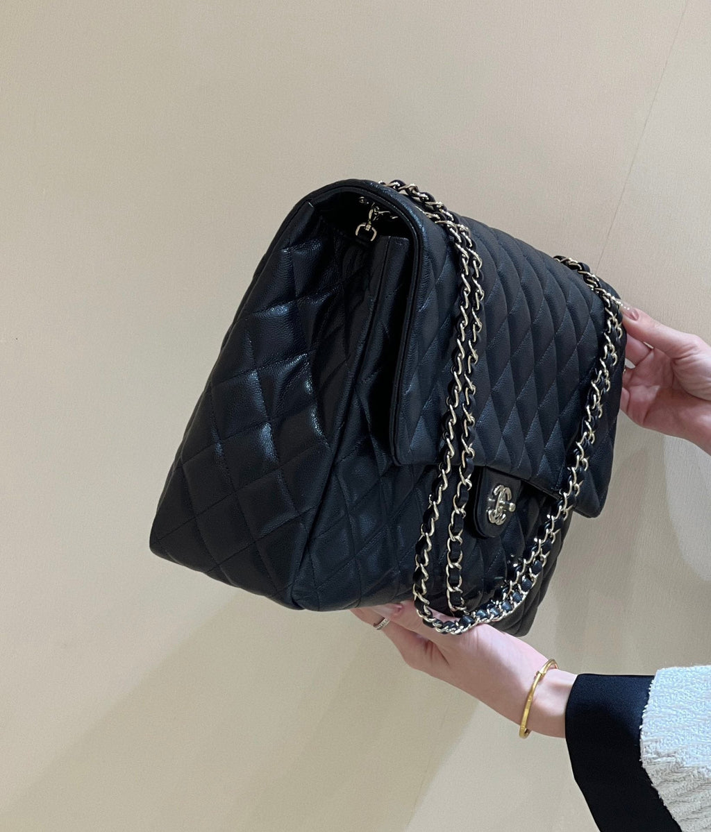 CHANEL 25S  CLASSIC JUMBO BAG 38 IN BLACK LAMBSKIN