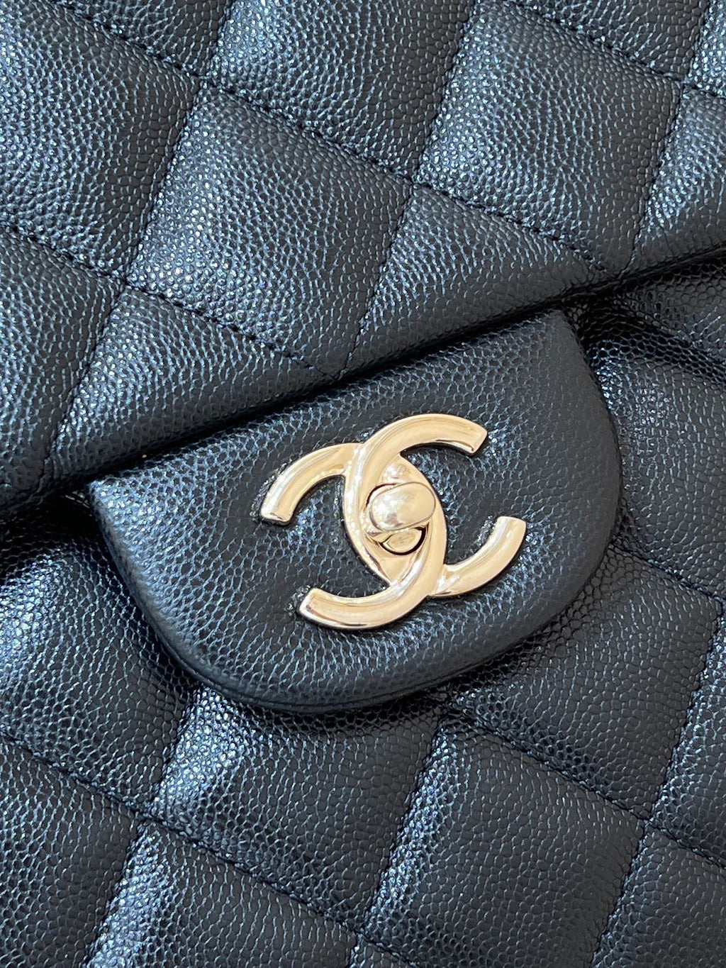 CHANEL 25S  CLASSIC JUMBO BAG 38 IN BLACK LAMBSKIN