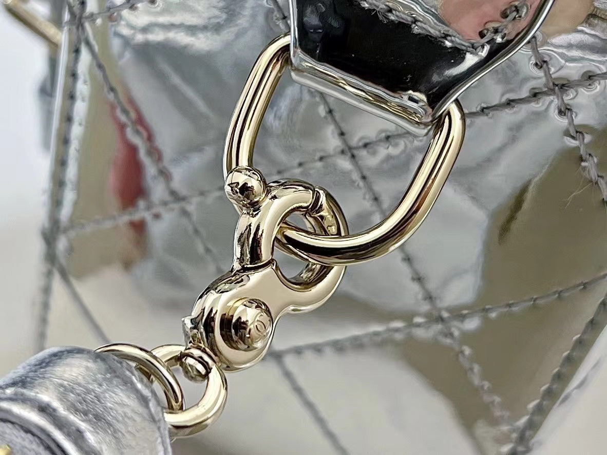 CHANEL 25S  STAR SILVER 23 IN METALLIC SILVER CALFSKIN