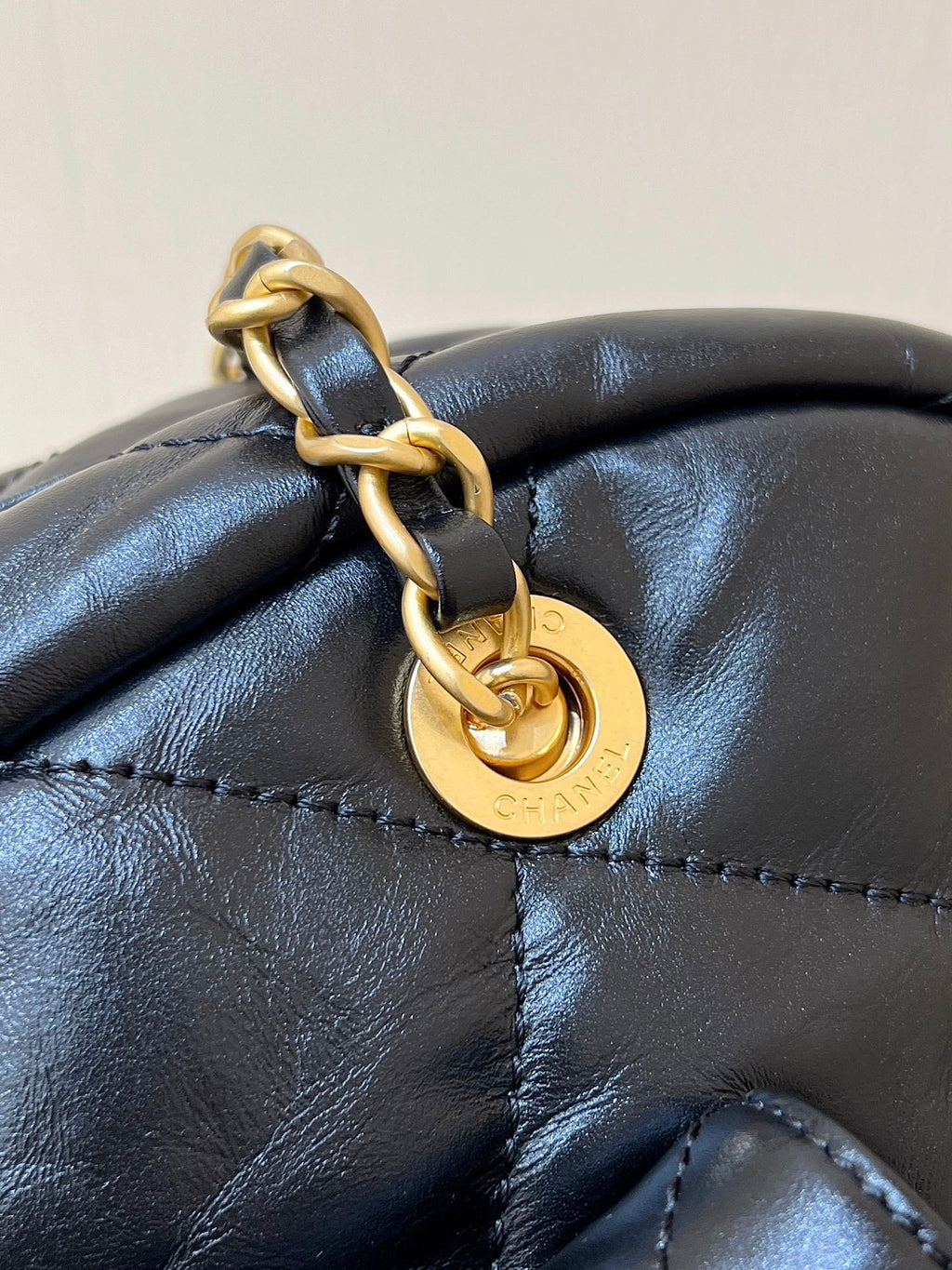 CHANEL BOWLING BAG 44 IN BLACK SOFT LAMBSKIN GOLD HARDWARE