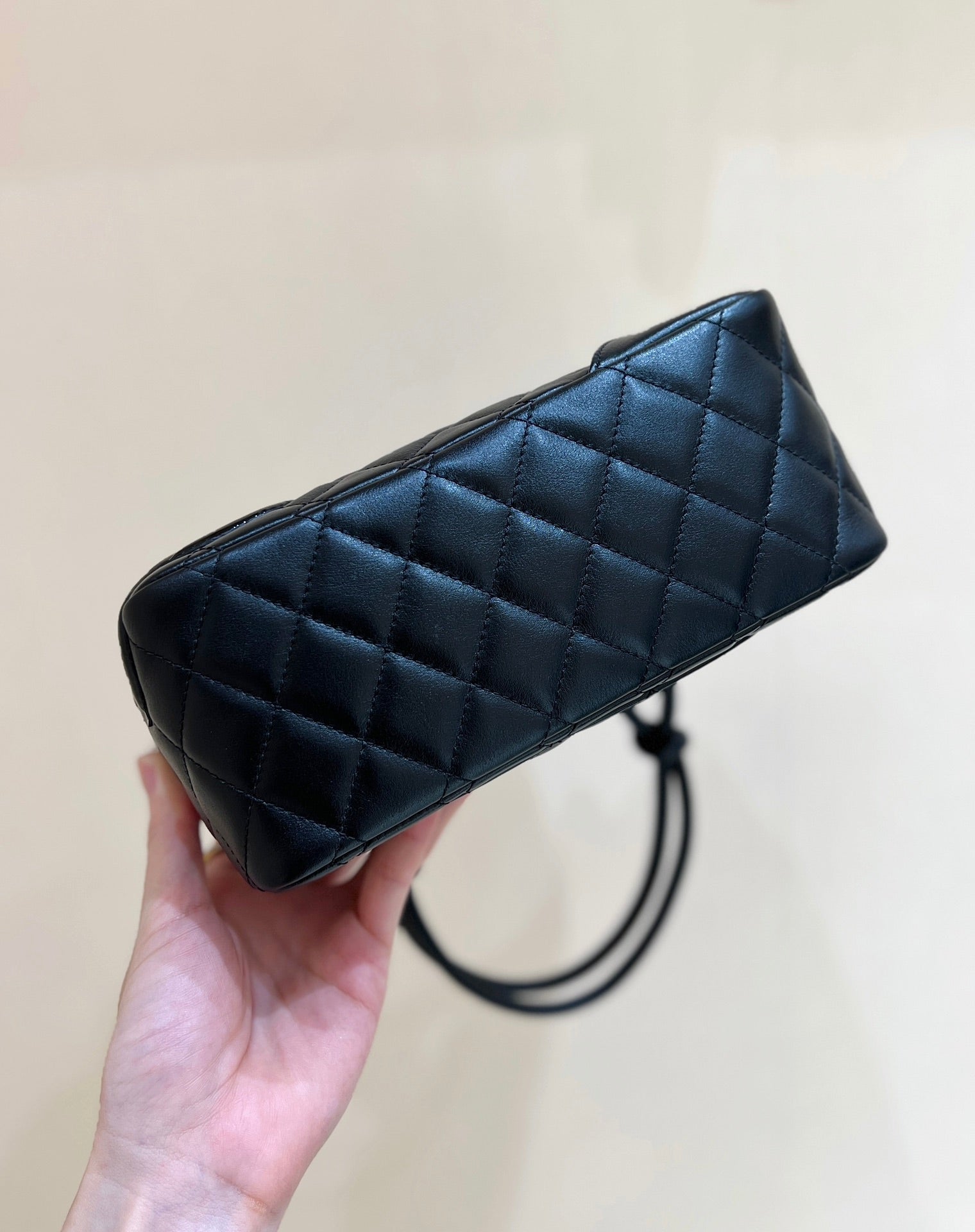 CHANEL 25S  CAMBON BOSTON BAG 21 IN BLACK CALFSKIN SILVER HARDWARE