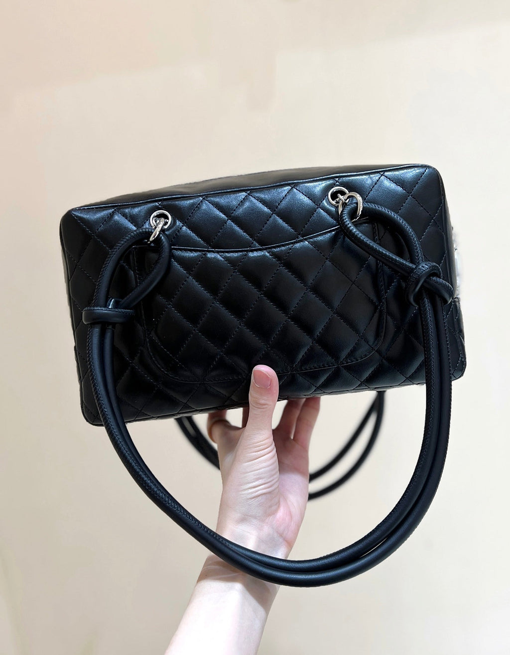 CHANEL 25S  CAMBON BOSTON BAG 27 IN FULL BLACK CALFSKIN