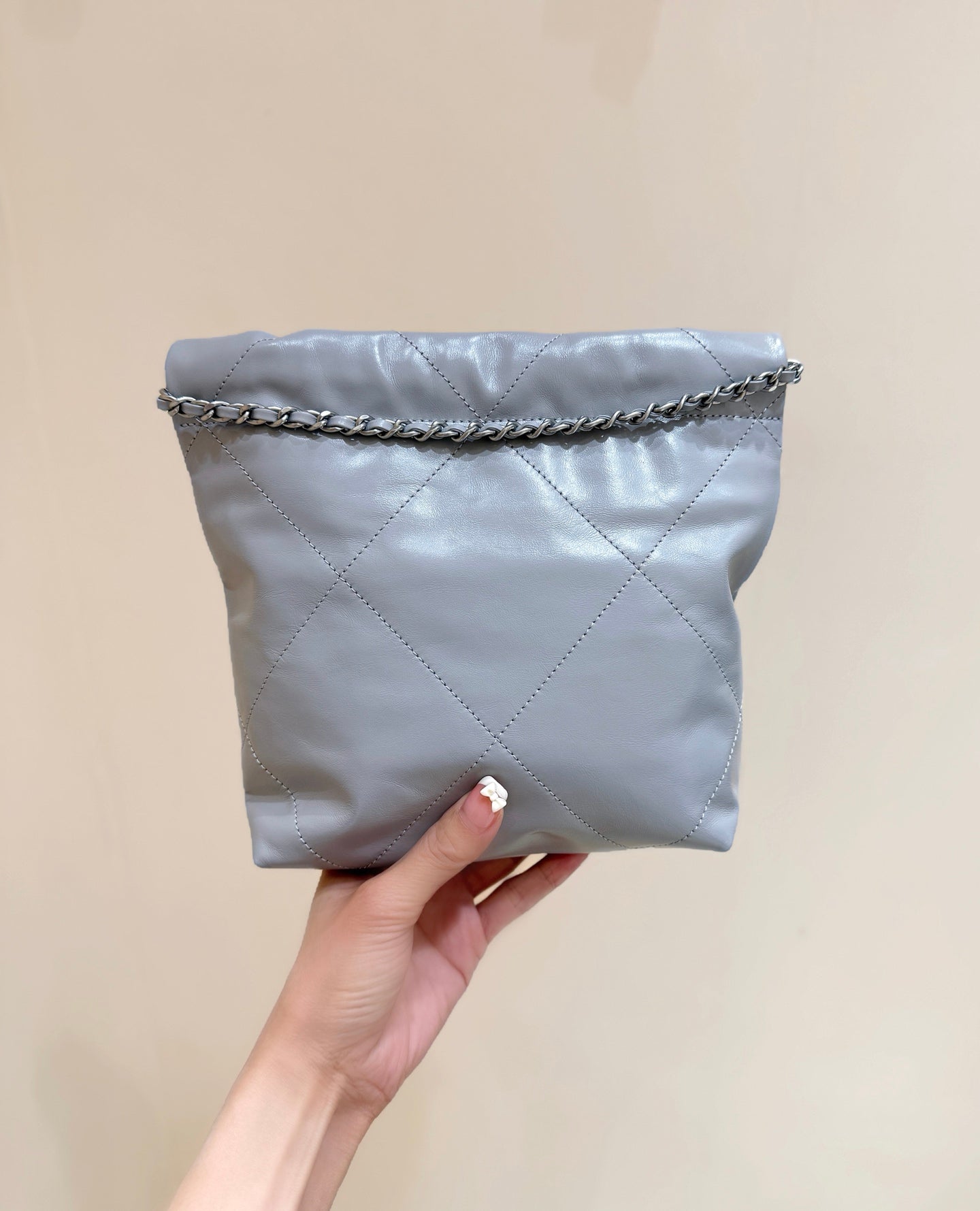 CHANEL 25S  HOBO MINI BAG 20 IN GREY LAMBSKIN