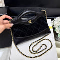 CHANEL 25S  MINI SHOPPING BAG 20 IN BLACK SUEDE CALFSKIN