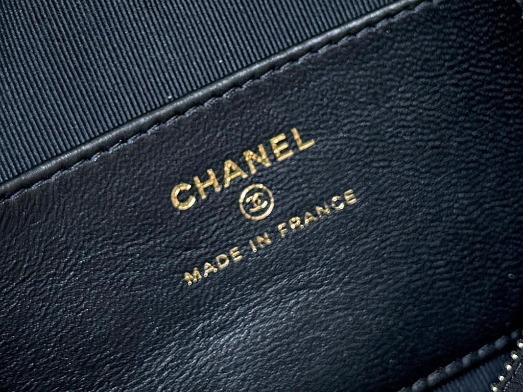 CHANEL MEITO BOSTON MATELASSE CAVIAR SHOULDER HANDBAG 18 IN BLACK LAMBSKIN
