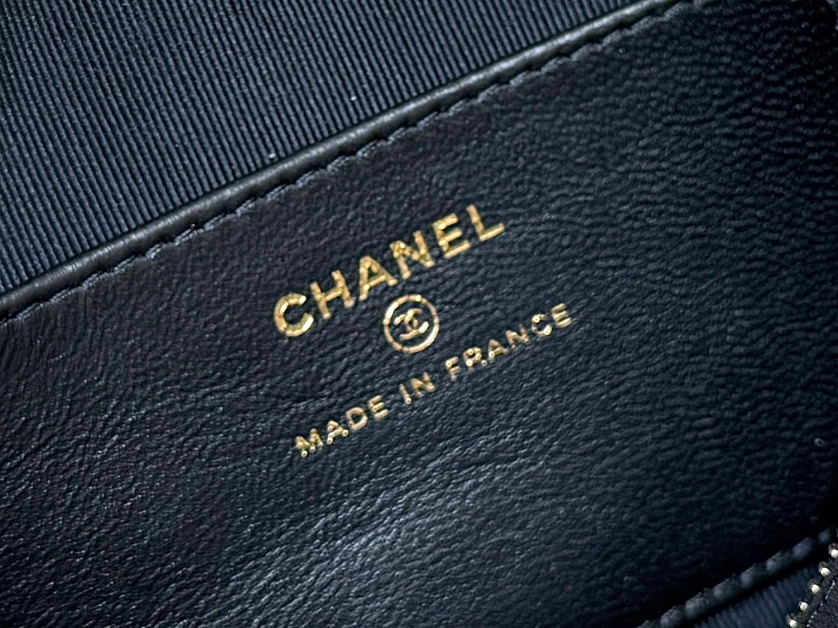 CHANEL MEITO BOSTON MATELASSE CAVIAR SHOULDER HANDBAG 18 IN BLACK LAMBSKIN