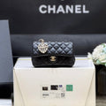 CHANEL 25S  MINI CF BAG 12 IN BLACK LAMBSKIN HEART MODEL