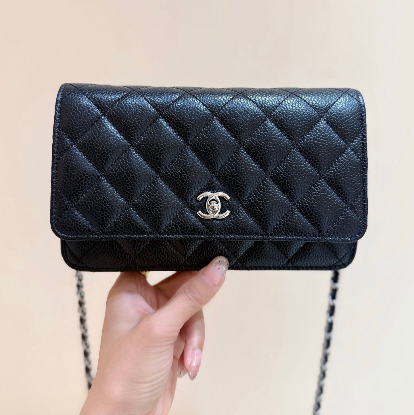 CHANEL 25S MINI FLAP BAG 19 IN BLACK CALFSKIN SLIVER HARDWARE