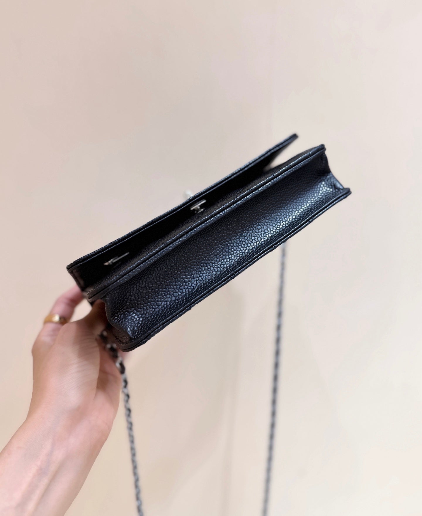 CHANEL 25S MINI FLAP BAG 19 IN BLACK CALFSKIN SLIVER HARDWARE