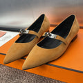 HERMES KIARA FLAT PUMP IN BRONZE BROWN SUEDE