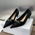 DIOR MY DD 25S HIGH HEEL 55MM IN BLACK FABRIC GOLD LOGO