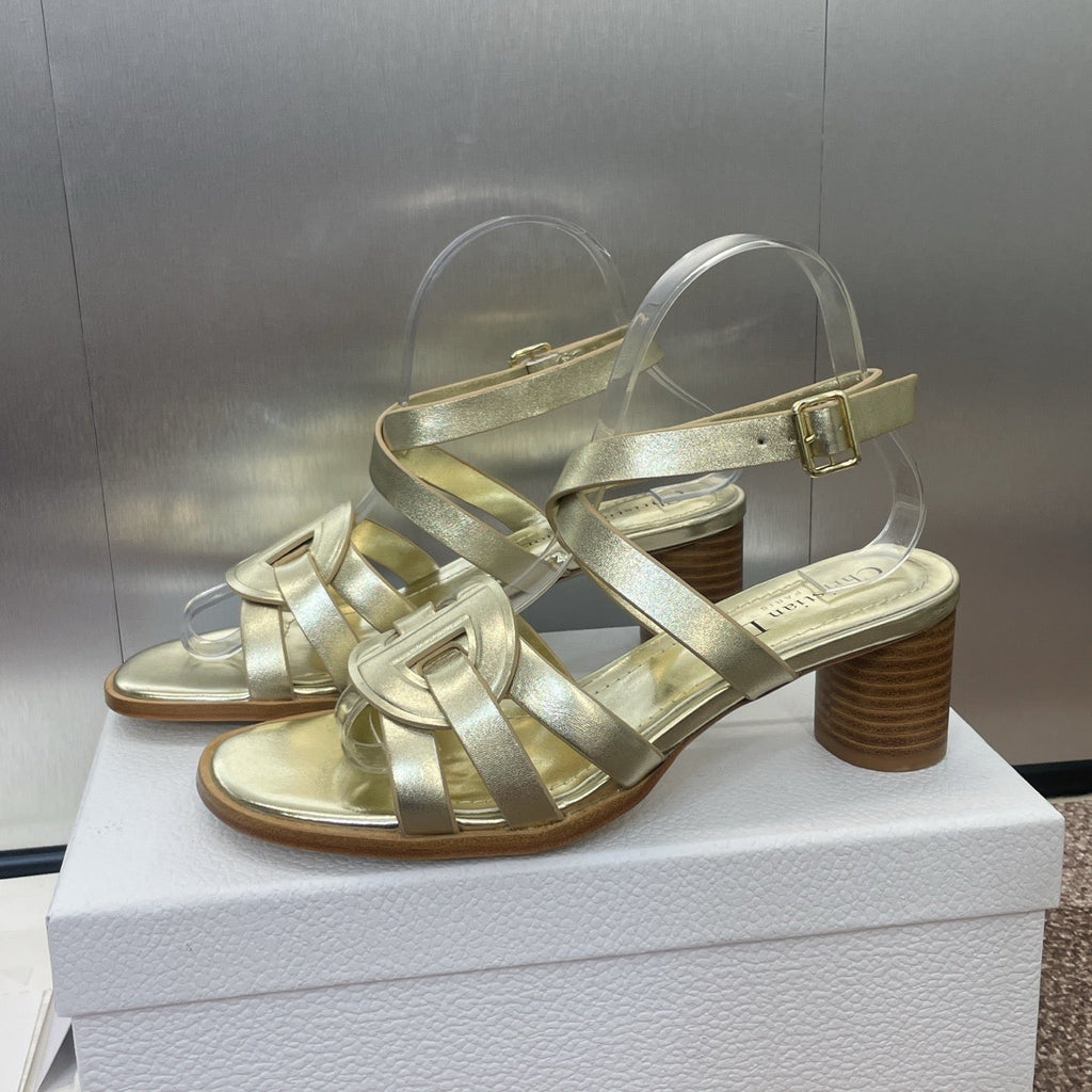 DIOR D-CLUB HIGH HEEL SLIDE 25S 55MM IN GOLD GLOSSY CALFSKIN