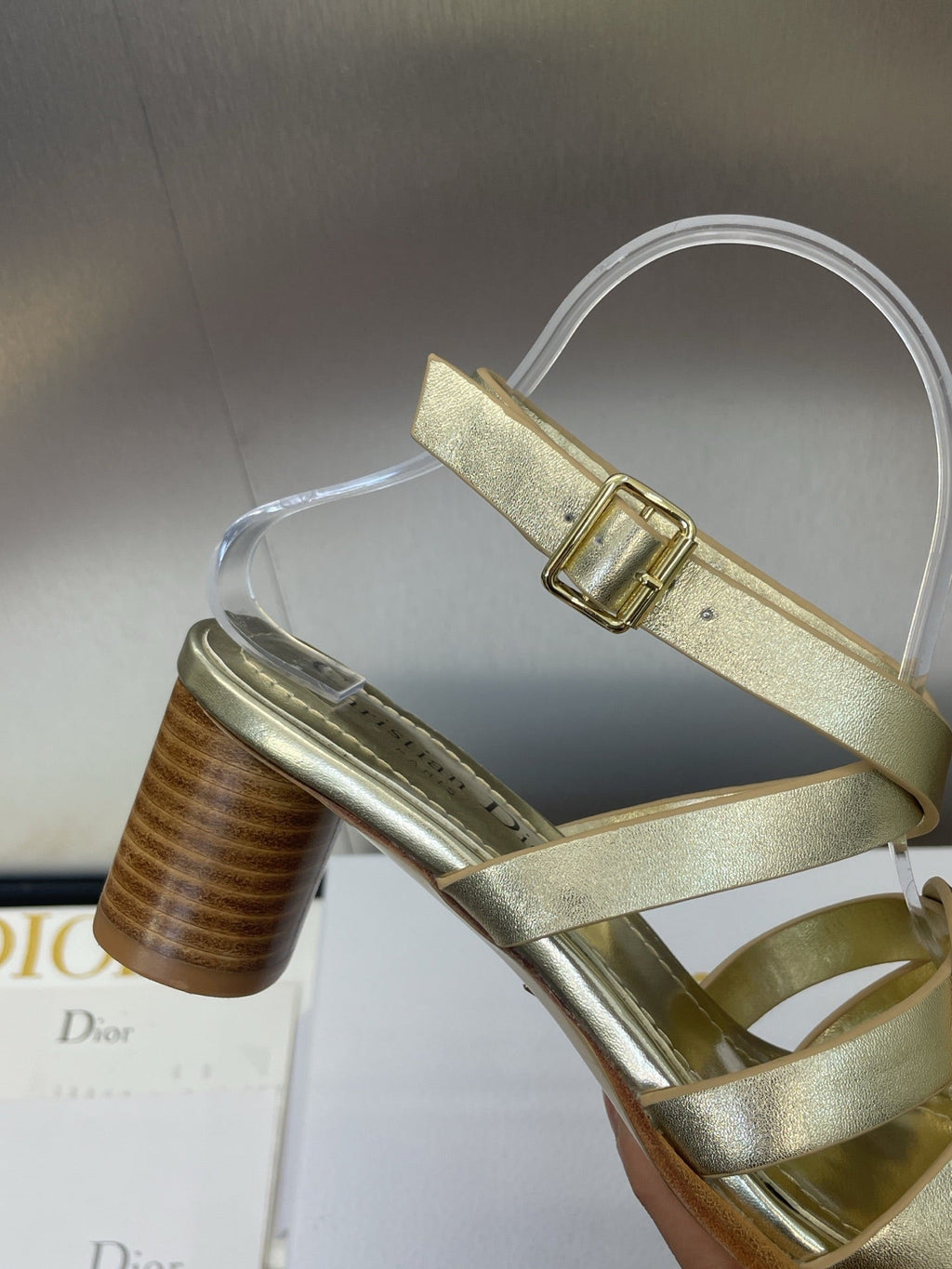 DIOR D-CLUB HIGH HEEL SLIDE 25S 55MM IN GOLD GLOSSY CALFSKIN