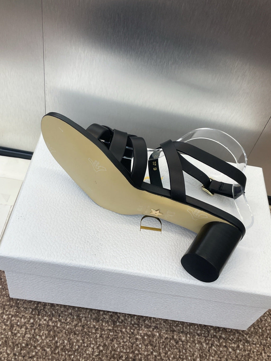 DIOR D-CLUB HIGH HEEL SLIDE 25S 55MM IN BLACK CALFSKIN