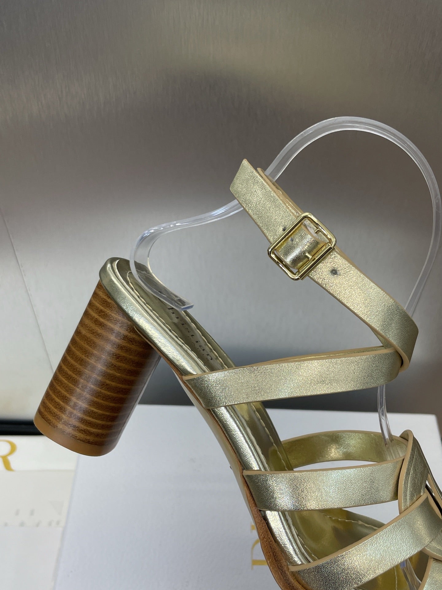 DIOR D-CLUB HIGH HEEL SLIDE 25S 80MM IN GOLD GLOSSY CALFSKIN