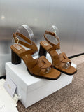 DIOR D-CLUB HIGH HEEL SLIDE 25S 80MM IN BROWN CALFSKIN