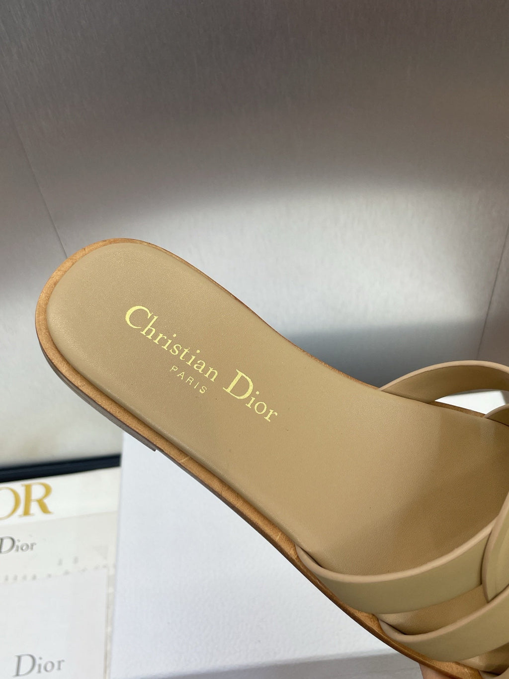 DIOR D-CLUB SLIDE SANDAL 25S IN GOLDEN BEIGE CALFSKIN