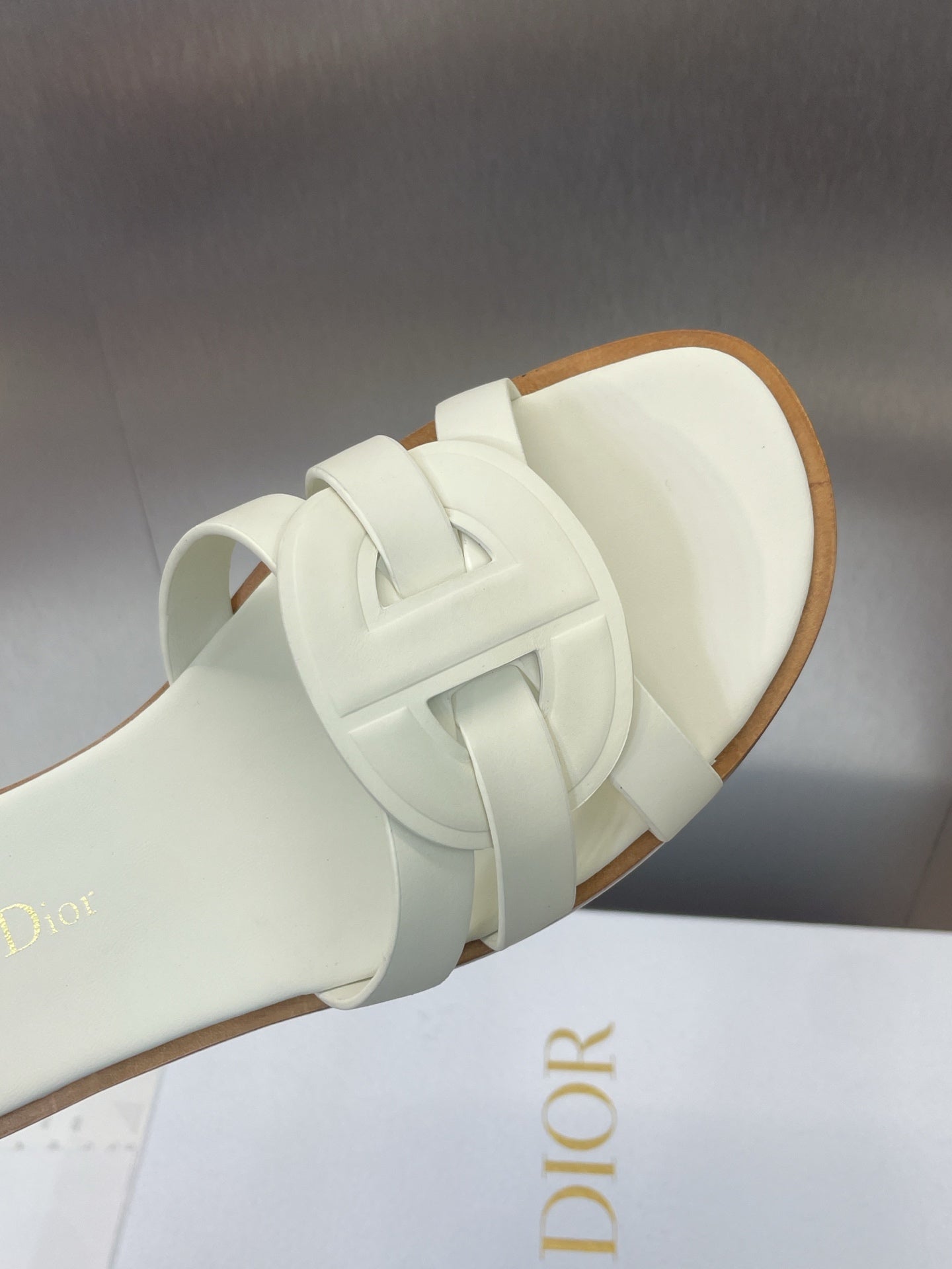 DIOR D-CLUB SLIDE SANDAL 25S IN WHITE CALFSKIN