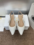 DIOR J'A SLINGBACK 25S IN WHITE FABRIC EMBOSSED CRYSTAL