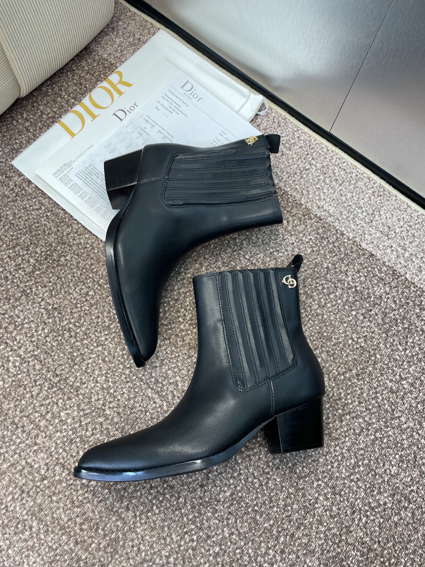 DIOR 25S D-WEST HAUTE COUTURE CHELSEA BOOTS 45MM IN BLACK CALFSKIN