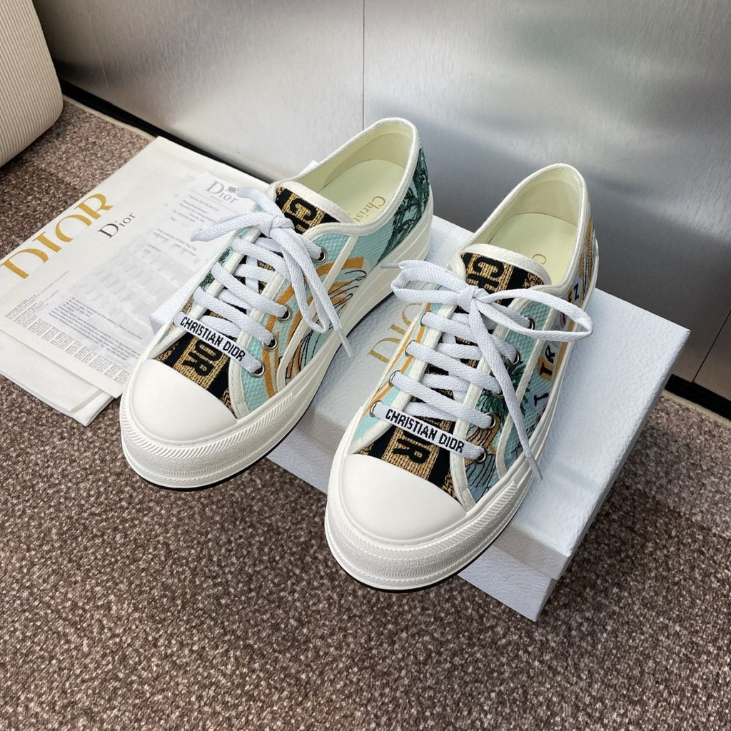 DIOR 25S WALK'N' SNEAKER IN MULTICOLOR  OBLIQUE EMBROIDERED COTTON