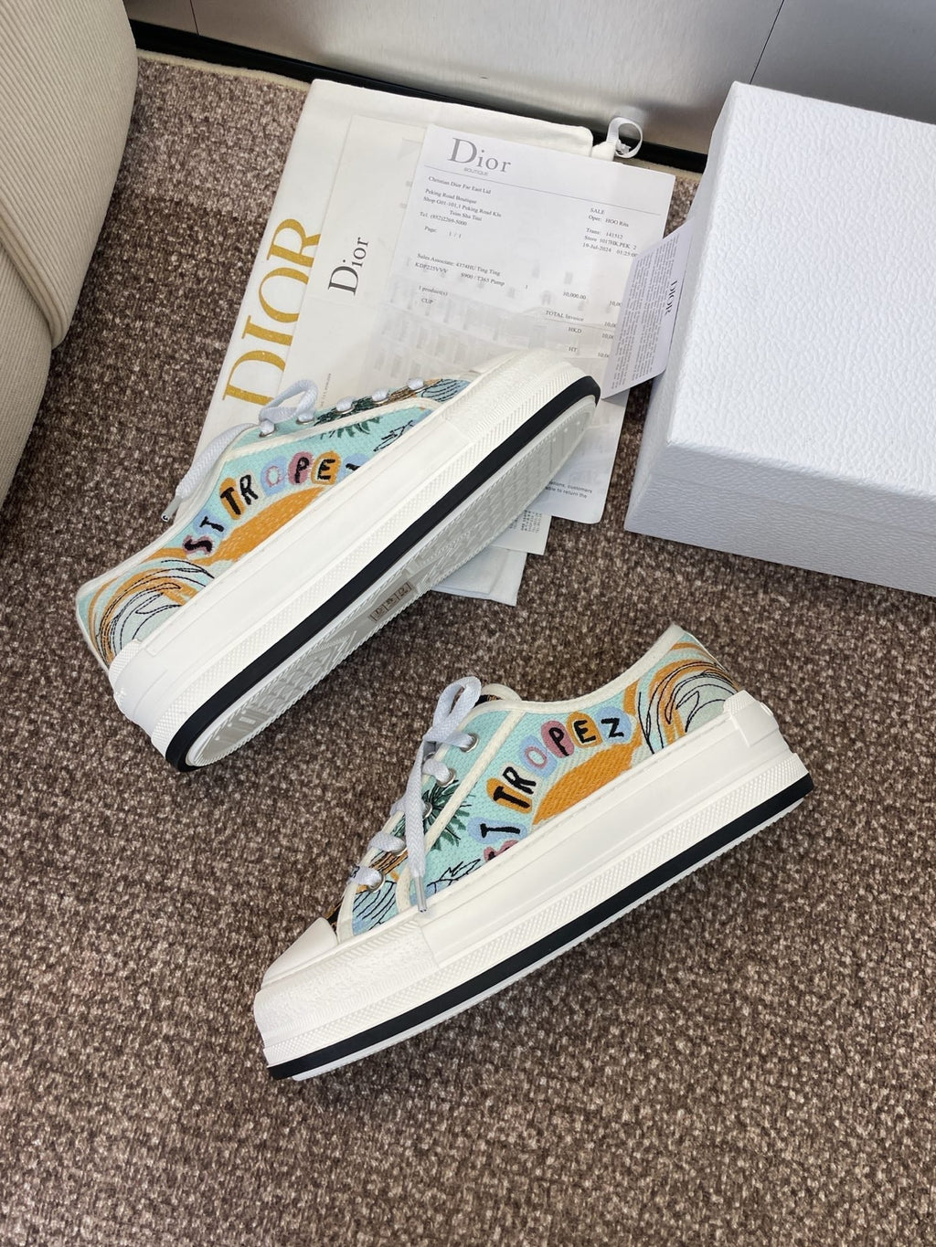 DIOR 25S WALK'N' SNEAKER IN MULTICOLOR  OBLIQUE EMBROIDERED COTTON