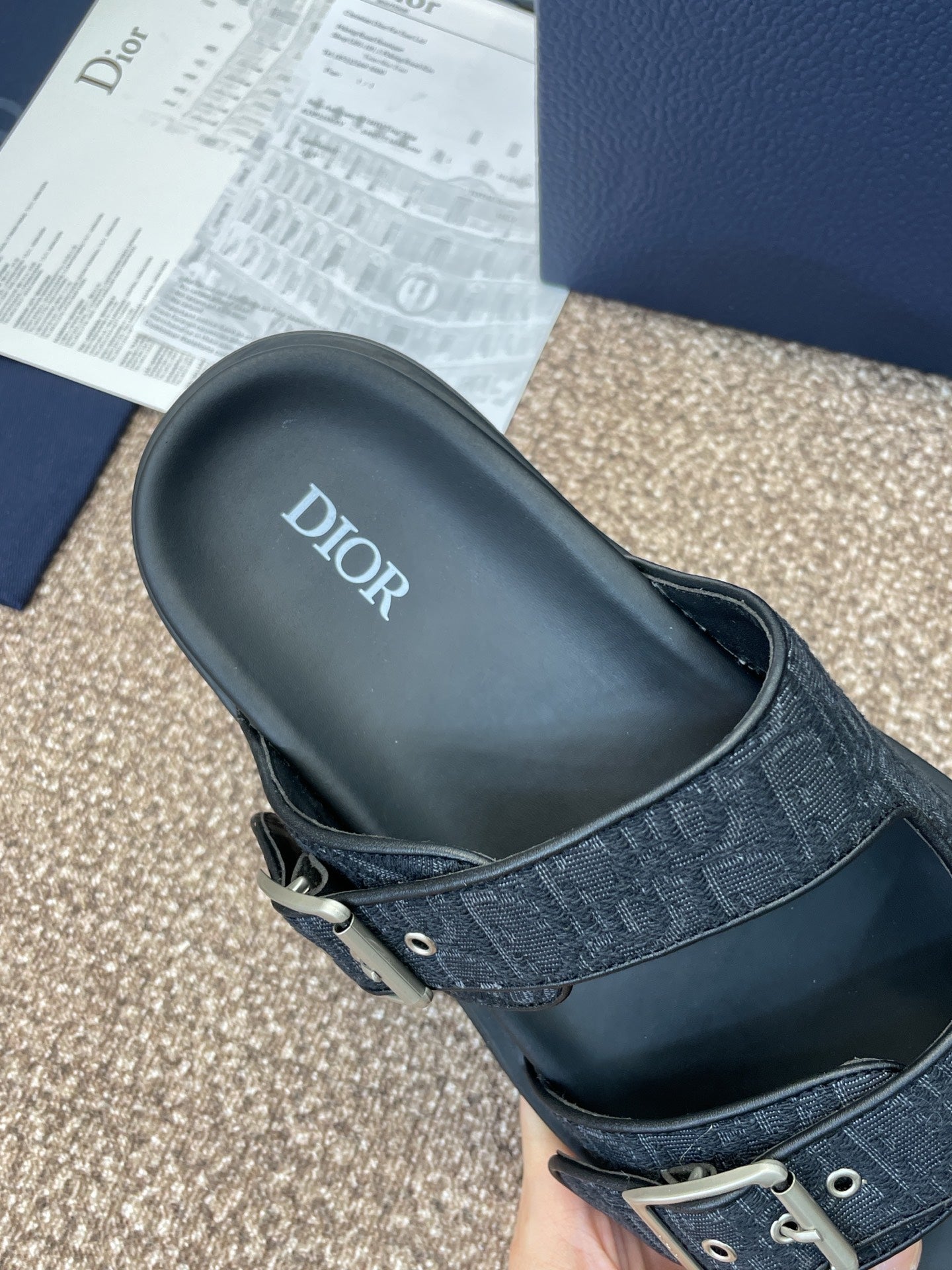 DIOR 25S ACT SLIDE IN BLACK CALFSKIN AND CANVAS SILVER HARDWARE