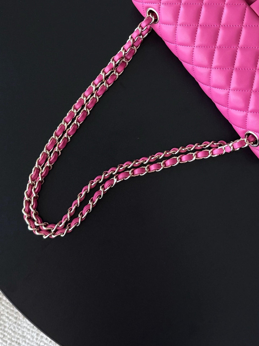 CHANEL 25S CLASSIC FLAP BAG 25 CM IN PINK LAMBSKIN WITH GOLD HARDWARE