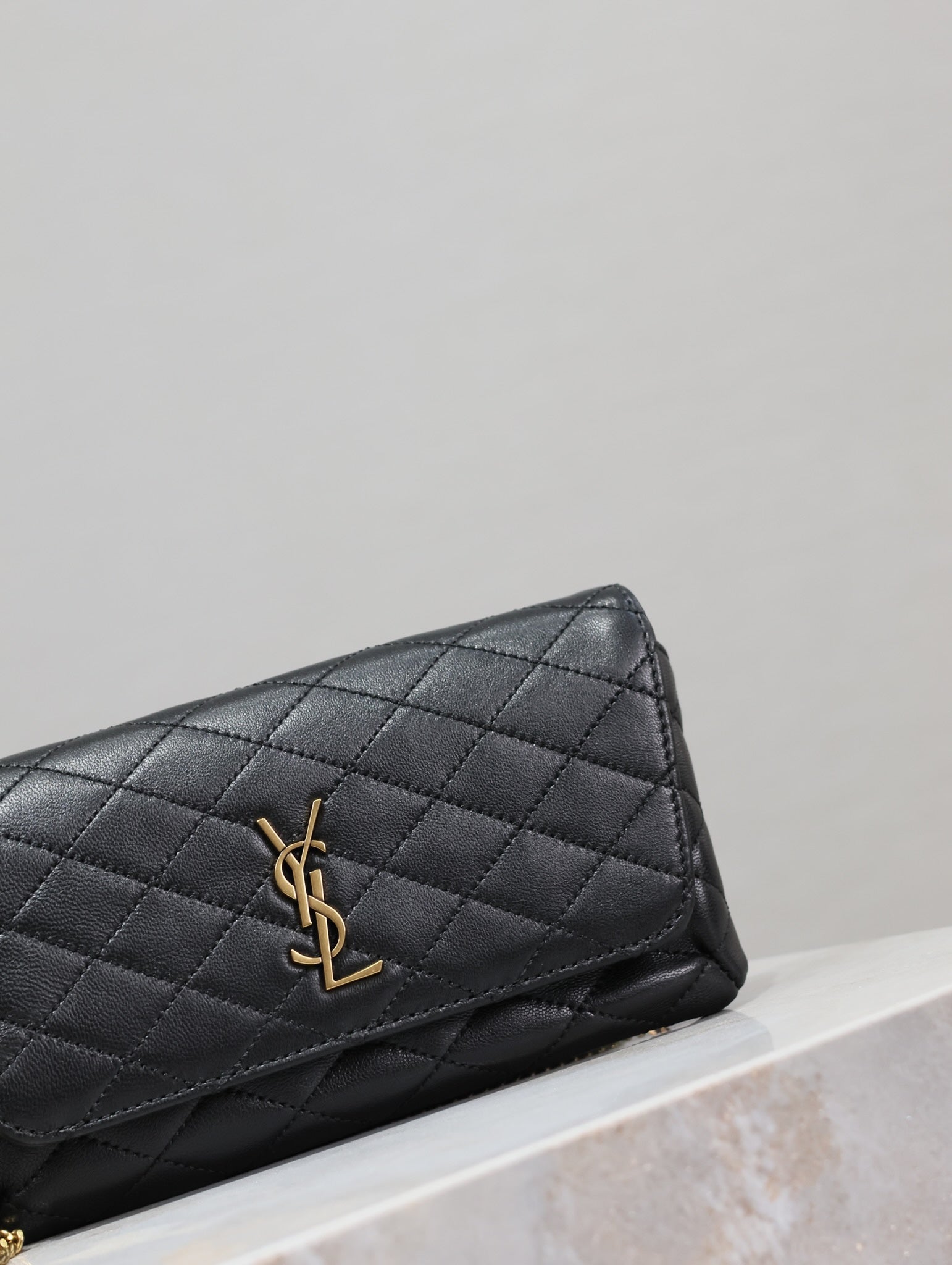YSL 25S SAINT LAURENT GABY 19 IN BLACK QUILTED CALFSKIN GOLD HARDWRE