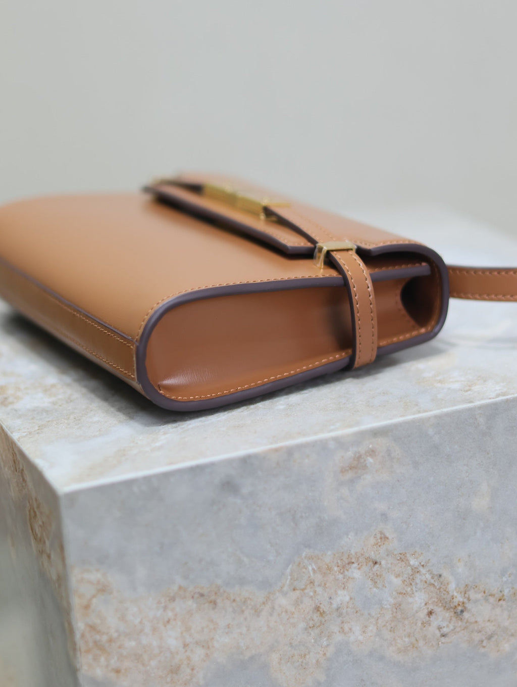 YSL 25S MINI MANHATTAN 19 IN BROWN CALFSKIN GOLD HARDWRE