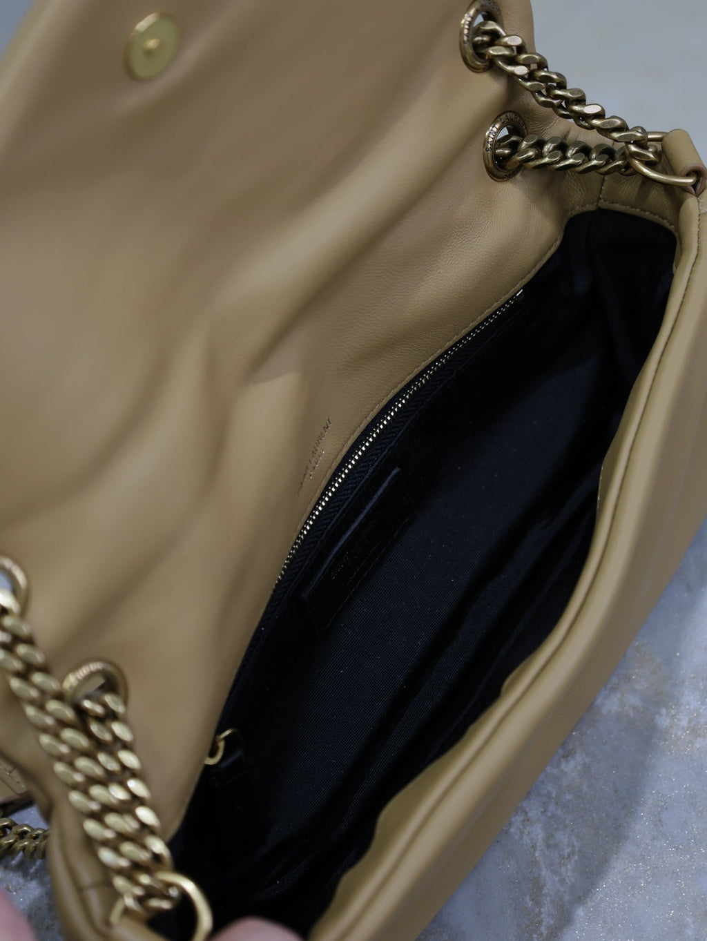 YSL 25S CALYPSO HANDBAG 26 IN LIGHT BROWN LAMBSKIN GOLD HARDWARE