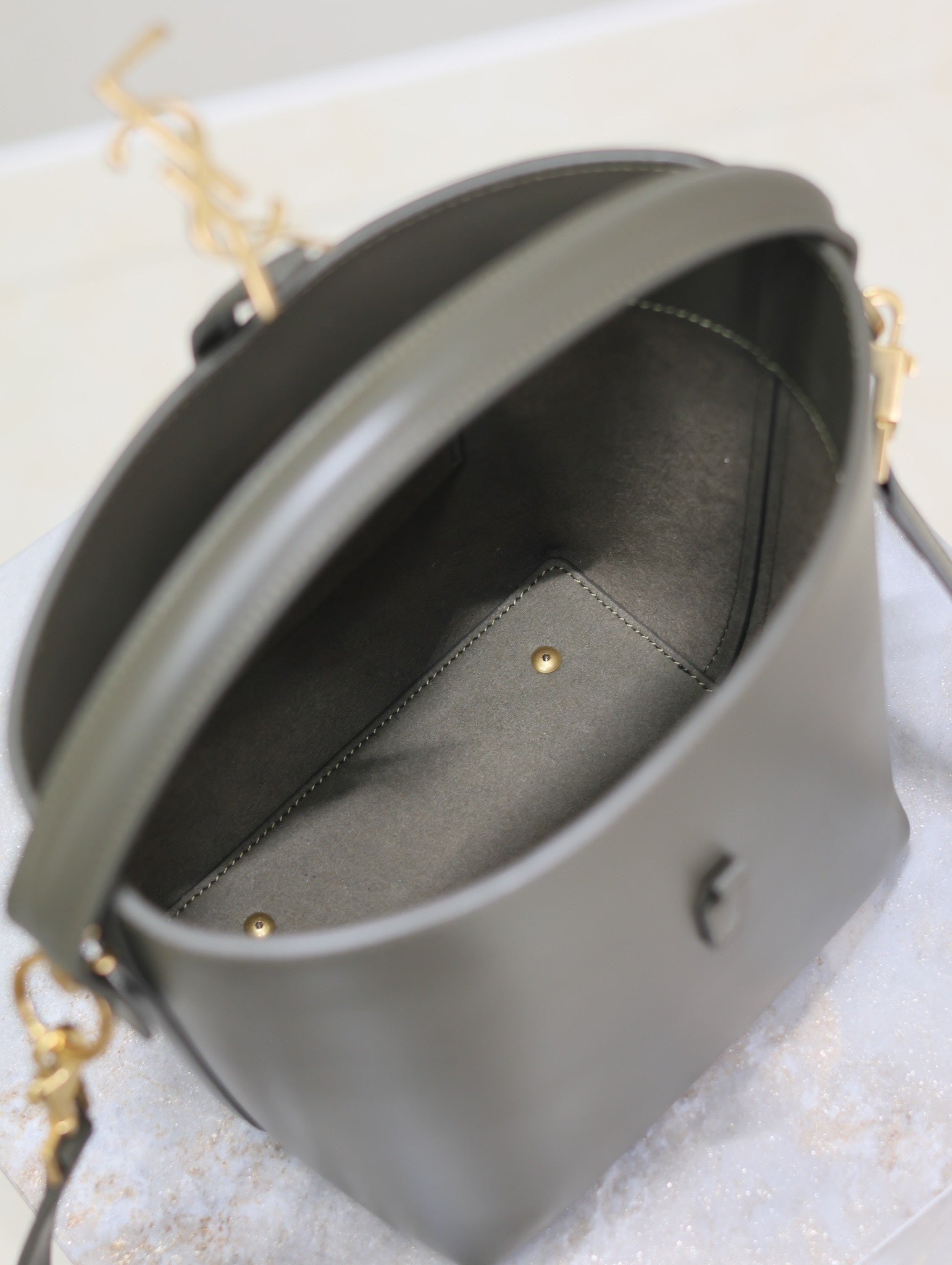 YSL 25S LE 37 MINI 20 IN DARK OLIVE CALFSKIN GOLD HARDWARE