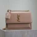 YSL 25S SUNSET BAG 22 IN WARM TAUPE PINK CALFSKIN GOLD HARDWRE