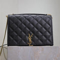 BECKY 26 IN BLACK QUILTED LAMBSKIN GOLD HARDWARE