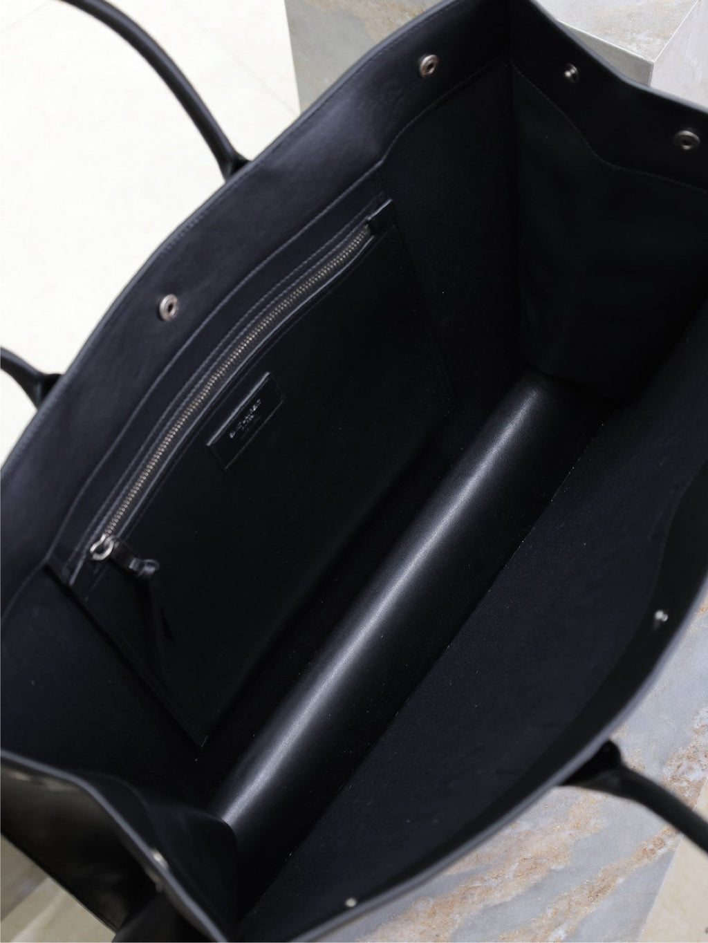 YSL 25S RIVE GAUCHE LARGE TOTE BAG 48 IN BLACK CALFSKIN