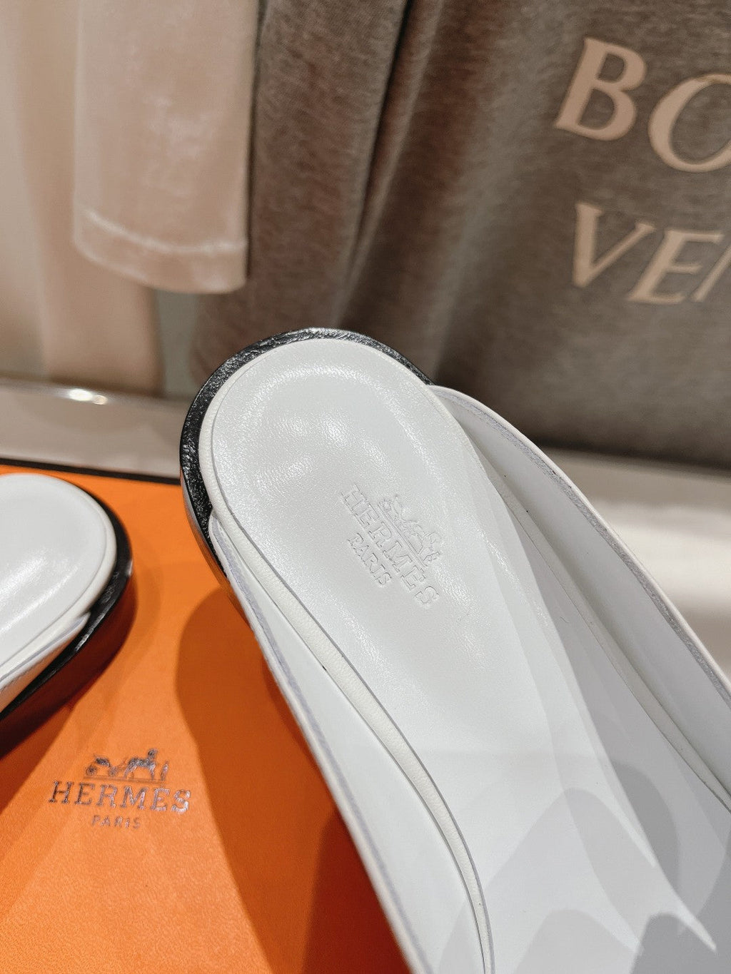 HERMES IOTA MULE WHITE CALFSKIN