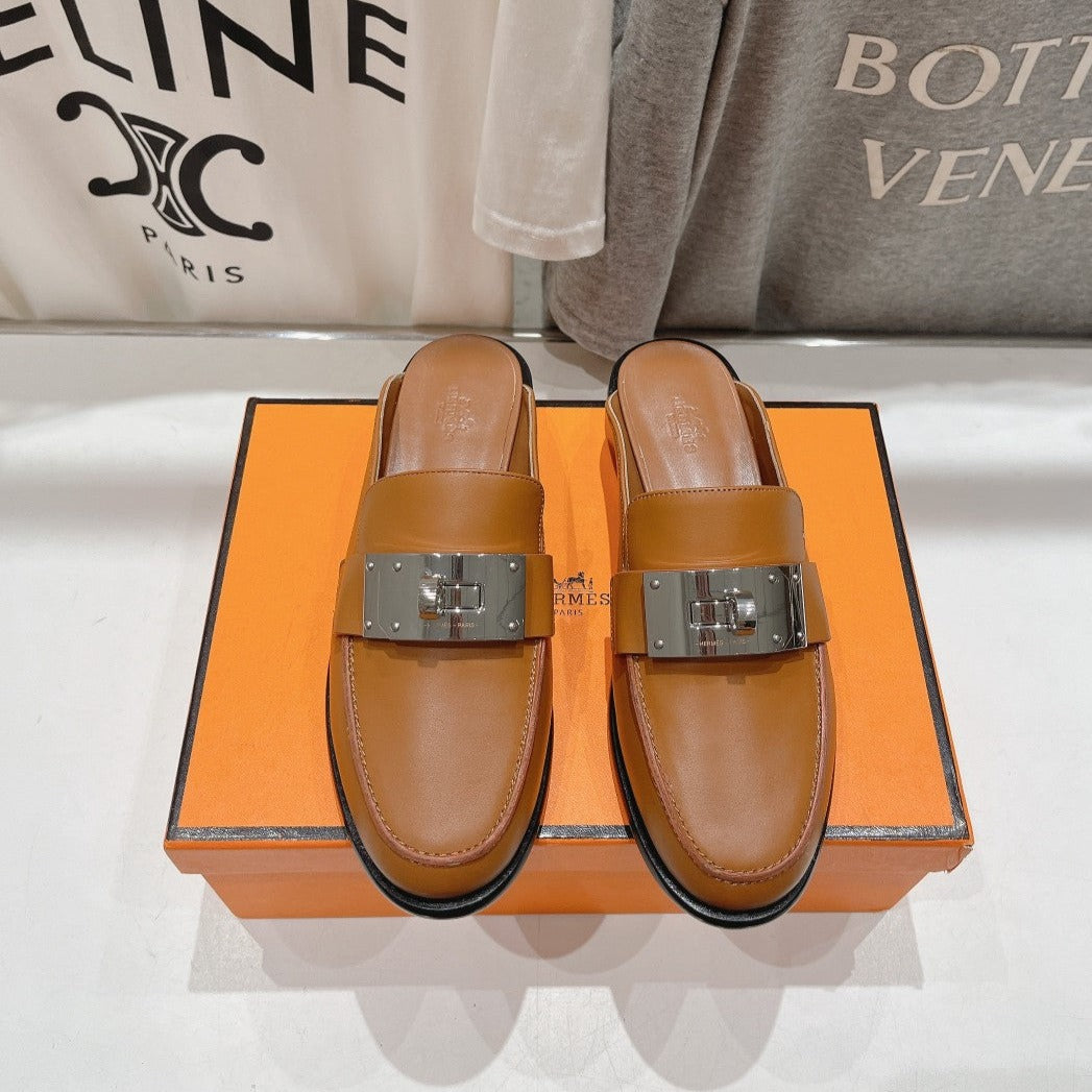HERMES IOTA MULE CARAMEL CALFSKIN