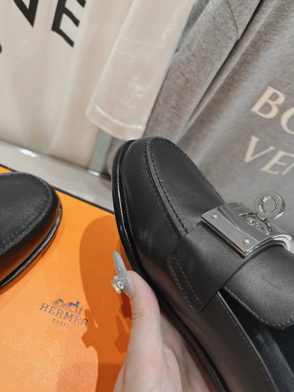 HERMES IOTA MULE BLACK CALFSKIN
