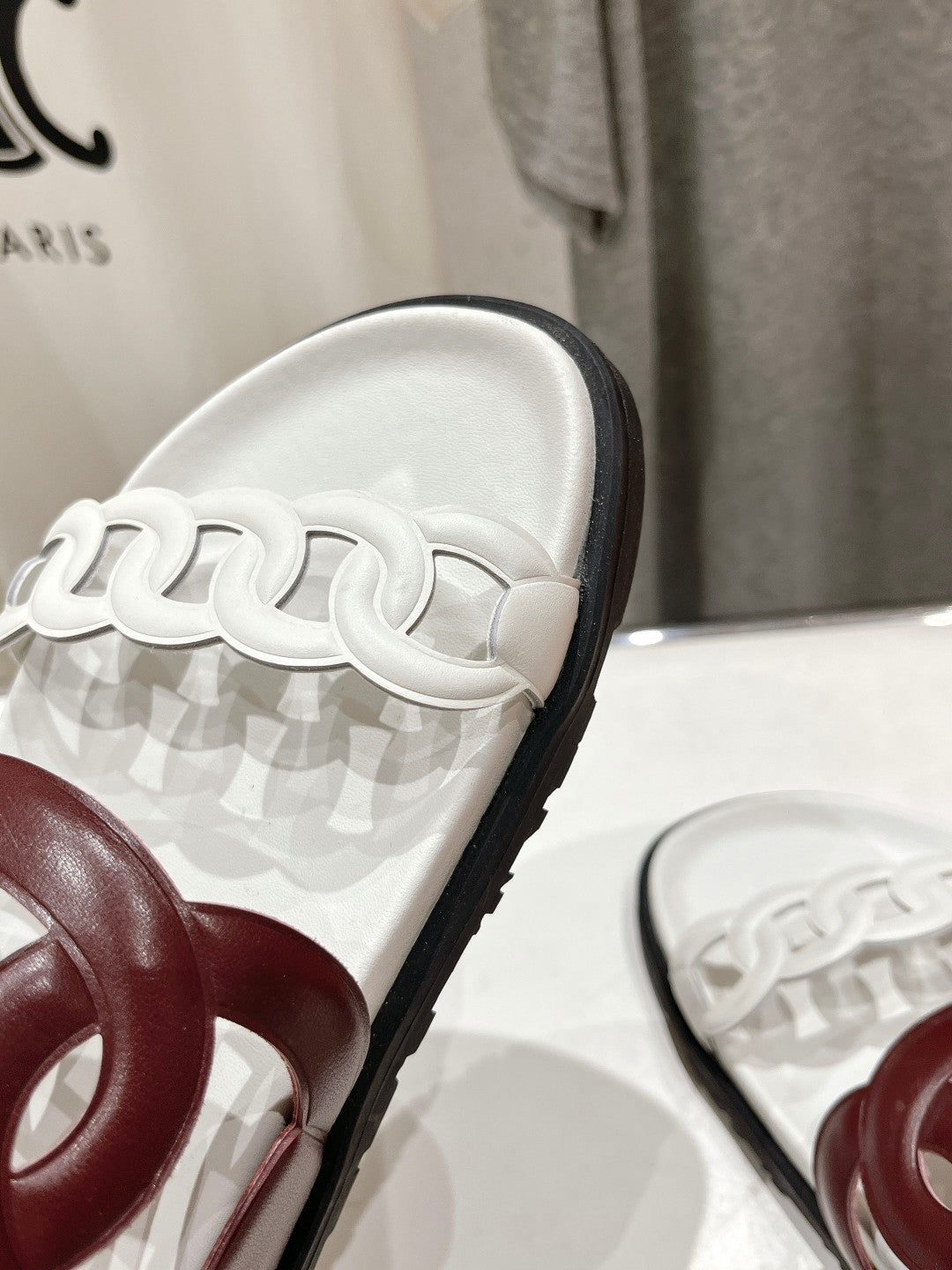 HERMES EXTRA SANDAL WHITE MIX BROWN CALFSKIN