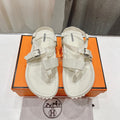 HERMES SANDAL BRAIDED 30 WHITE CALFSKIN