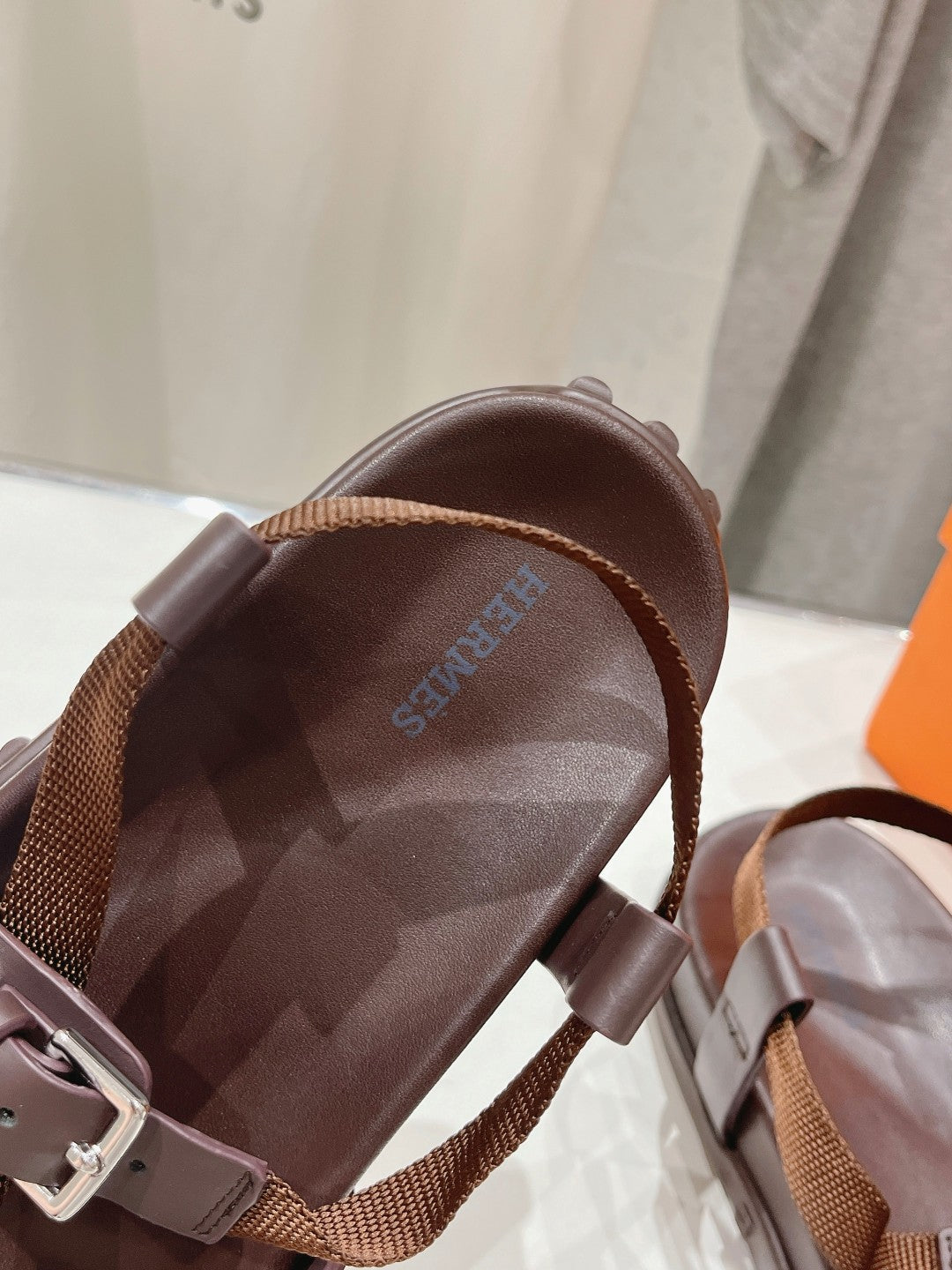 HERMES SANDAL BRAIDED 30 CHOCOLATE CALFSKIN