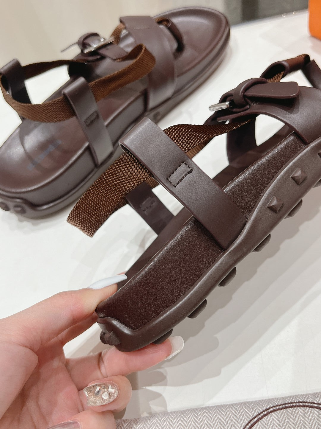 HERMES SANDAL BRAIDED 30 CHOCOLATE CALFSKIN
