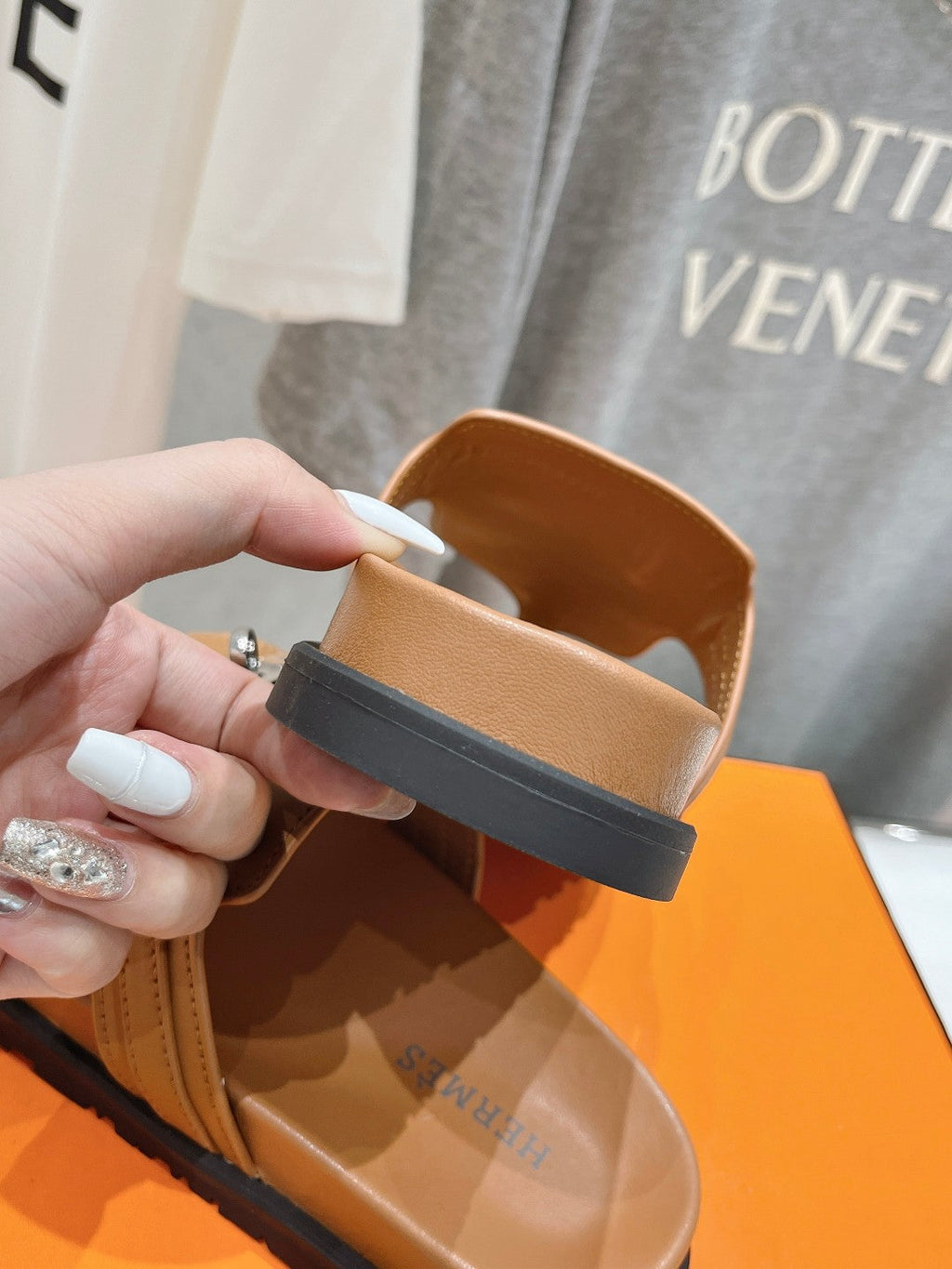 HERMES EMPIRE SANDAL CARAMEL CALFSKIN