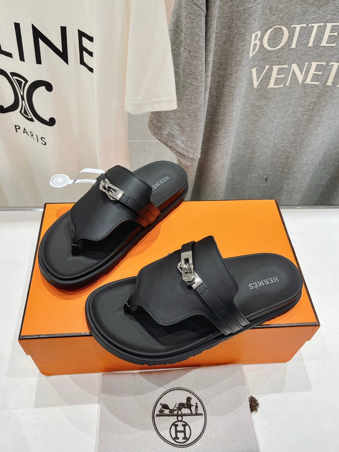 HERMES EMPIRE SANDAL BLACK CALFSKIN