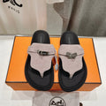 HERMES EMPIRE SANDAL BLACK MIX LIGHT GRAY SUEDE