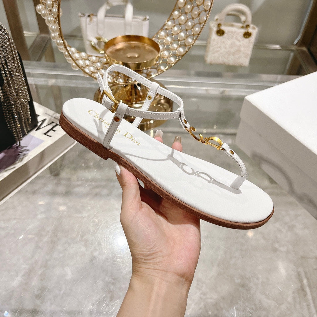 DIOR IVIERA C'EST THONG SANDAL WHITE AQUAMARINA CALFSKIN